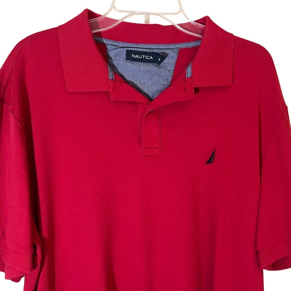 Nautica Short Sleeve Polo Shirt Mens XL Red Cotton